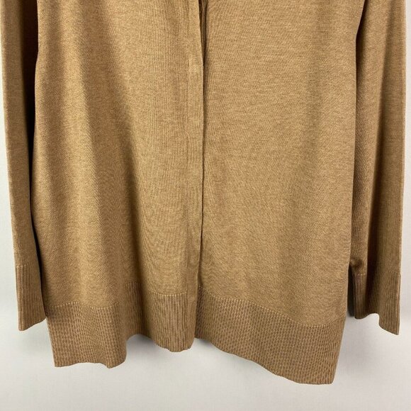 CJ Banks Cardigan Sweater Size 2X Tan Pearl Neckline Detail Button Up - Picture 3 of 11